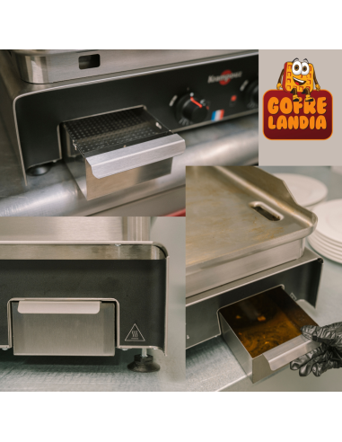 NUEVA Plancha eléctrica profesional en acero inoxidable Confort en profundidad (trifásica 20A), 5400 W, PCPR2BC