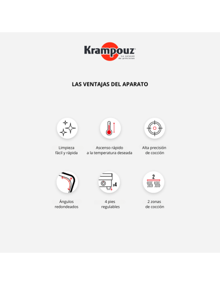 NUEVA Plancha eléctrica profesional en acero inoxidable Confort en profundidad (trifásica 20A), 5400 W, PCPR2BC