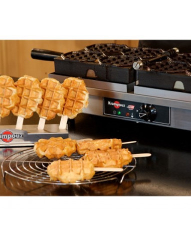 Soporte de acero inoxidable para gofres piruleta: presentación y sujeción ideal